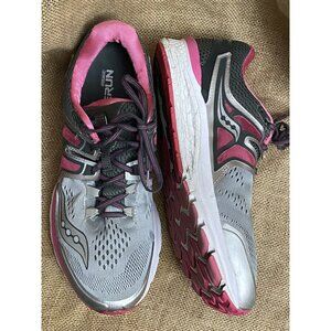 Saucony Womens Hurricane ISOFIT Running Shoes Size 12 Gray & Pink Breathable Mes